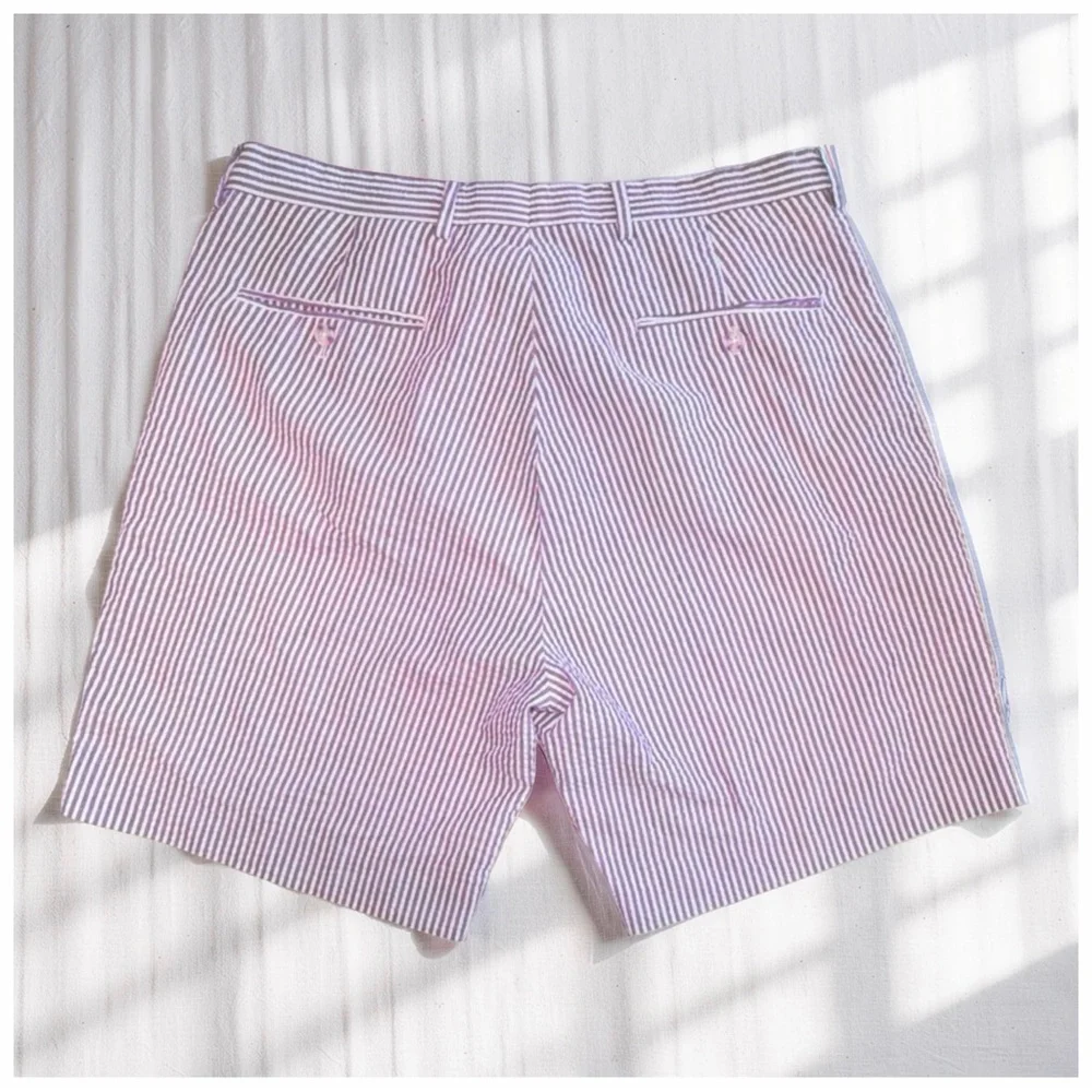 Afazzy NY Seersucker Shorts | Purple & White Stripe | Summer | Classic | NWOT - Picture 2 of 8